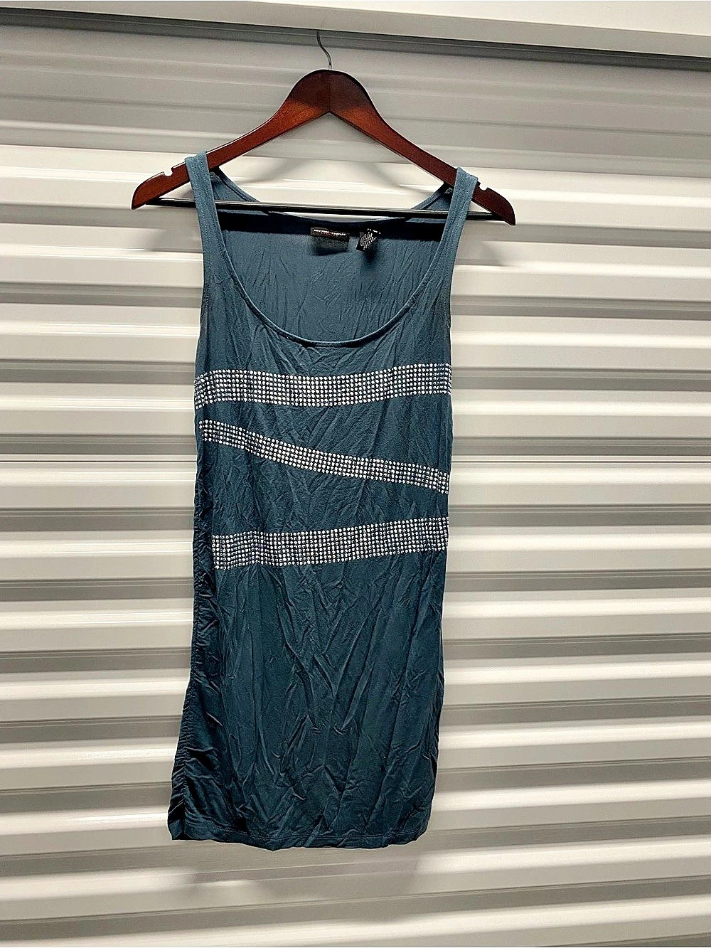 New York & Company Rhinestone Stripe extra long tank top XS